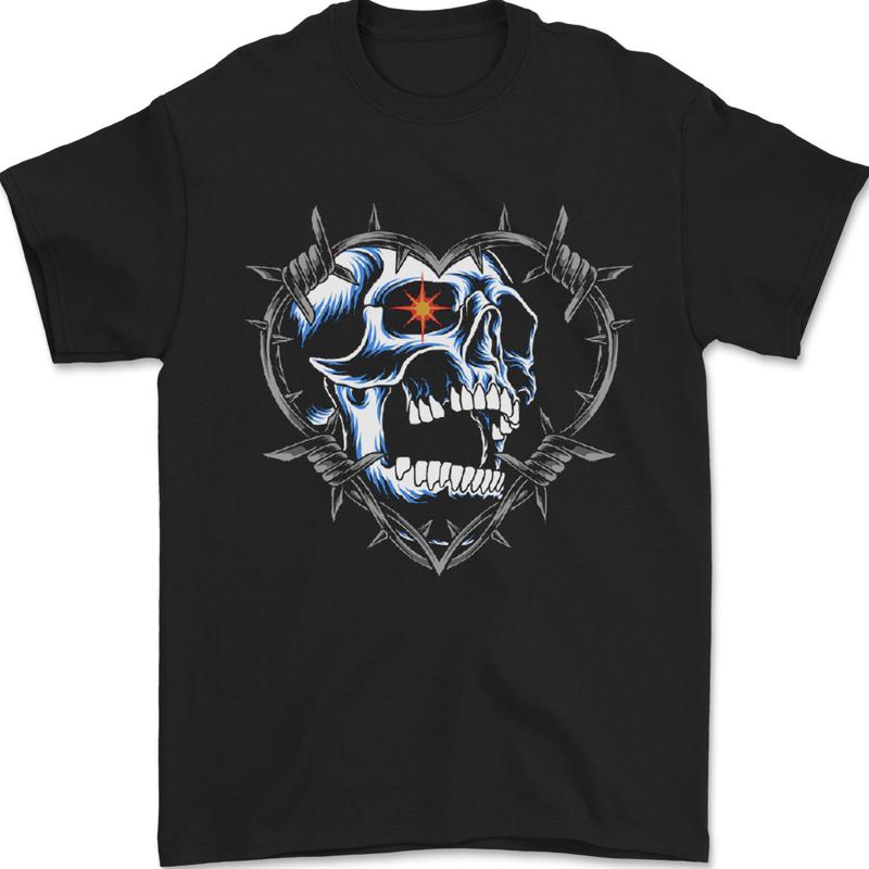 Totenkopf amour dans Stacheldraht Herz Herren 100% Baumwollmischung t-shirt S разноцветный