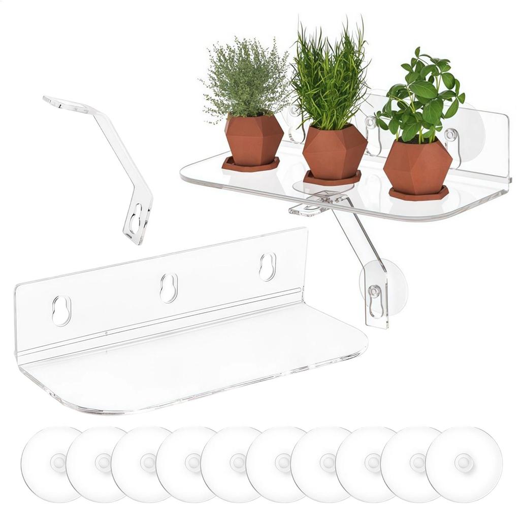 Fönsterbrädeväxtställ 2-delad Sugkopp Flytande Hållare Fönsterväxtställ Väggställ För Utomhus Hem Sovrum Badrum