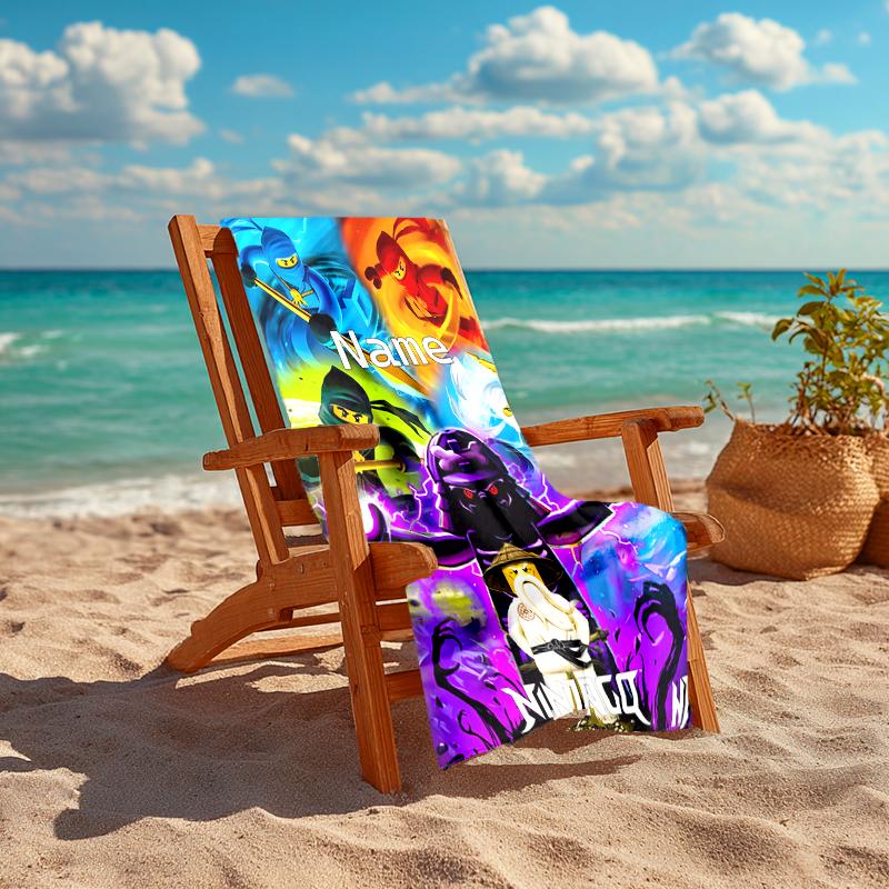 Personalized customized proof beach towel with Lego Ninjago pattern - soft, absorbent,quick-drying,perfect swimming,camping&bathing