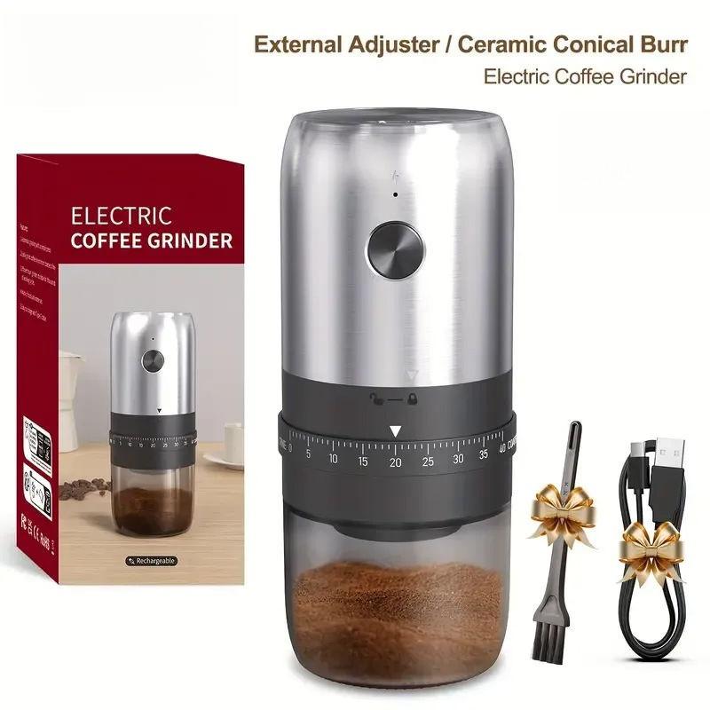 Multifunctional Powder Grinder Rechargeable Small Coffee Beans Mill Grinding Machine Portable Electric Burr Coffee Grinder