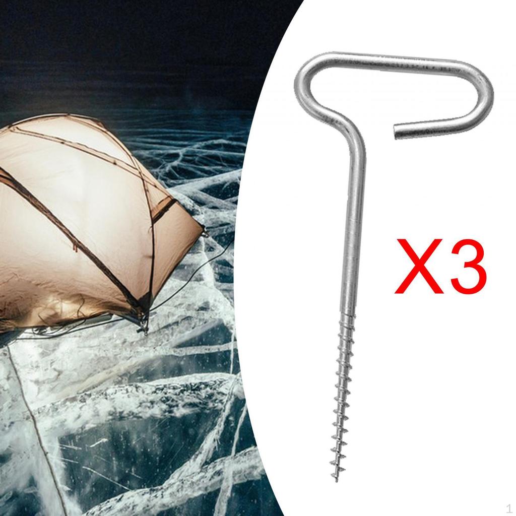 3 Peças Brocas de Gelo, Estacas de Tenda Parafuso, Pregos Fixos, Pregos de Pesca no Gelo para Inverno