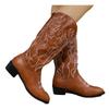 Medium tube large size women's boots autumn and winter new European and American thick heel pointed embroidery sleeve knight boots