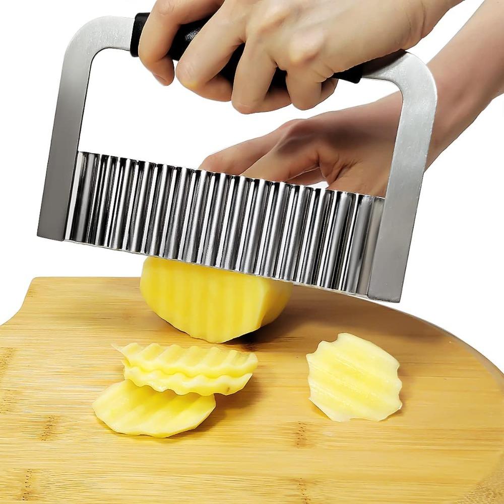 Rustproof Wavy Potato Cutter Non-slip Handle Crinkle Cutter Wavy French Fries Cutter  Vegetable