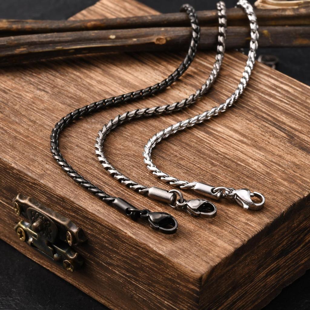Vnox Slim 2.5mm Snake Links Bracelets for Men Teens Boys,Adjustable Stainless Steel Twisted Chain Bracelets,Simple Metal Jewelry