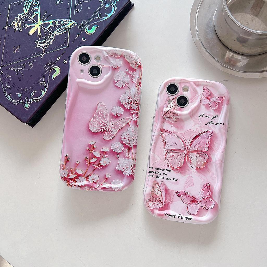 Silicone Case for Xiaomi Redmi Note 14 13 Samsung A56 A26 A36 Oppo A3 A5 Pro Tecno Spark 30C Funda Cartoon Butterfly Flowers Cover Soft TPU Bumper