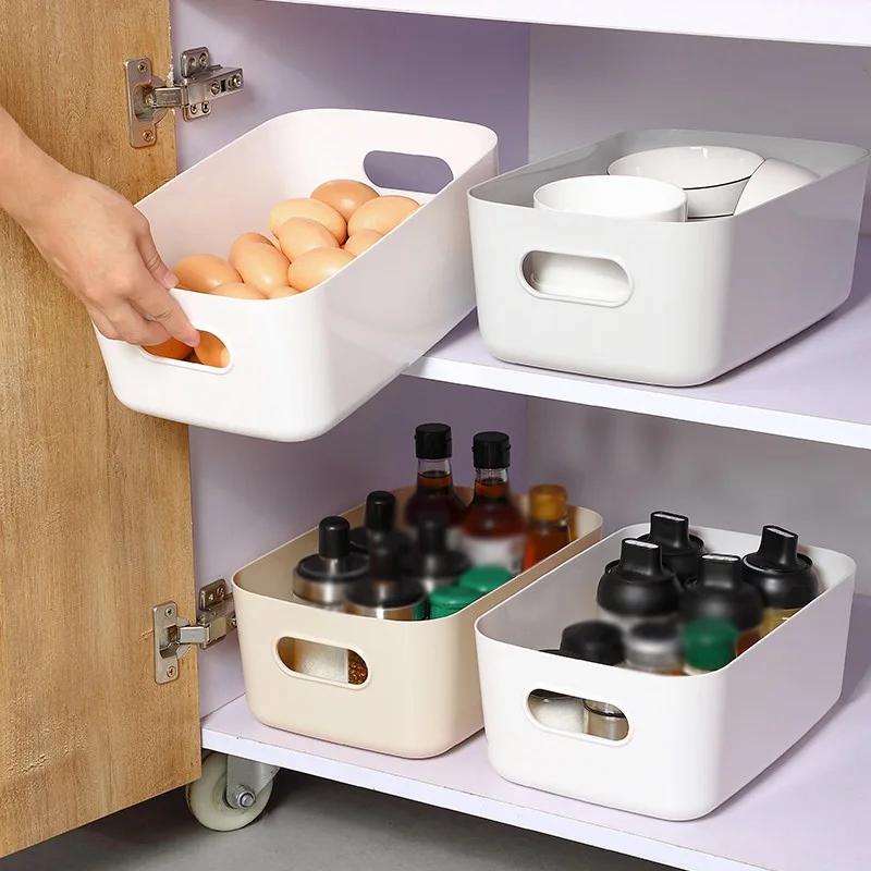 1pc Desktop Cosmetic Storage Box Bathroom Kitchen Bedroom Plastic Storage Basket S-L Dormitory Miscellaneous Storage Box