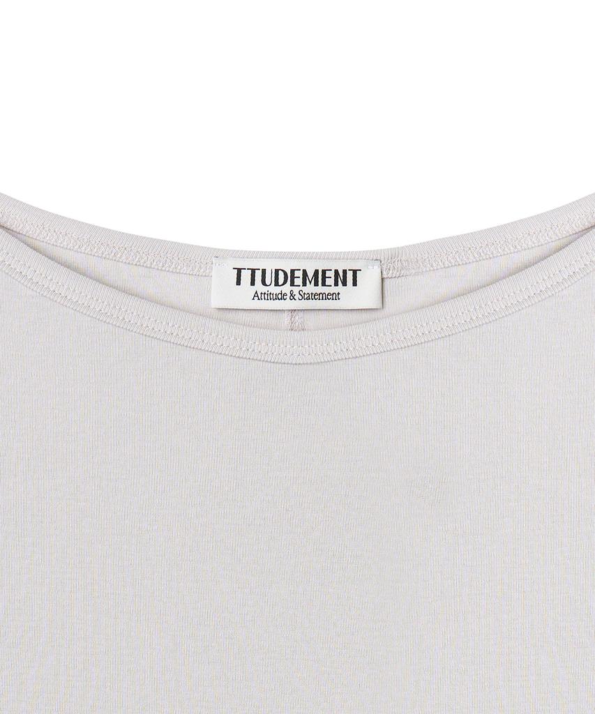 TTUDEMENT 50S Embroidered 3/4 Sleeve T-Shirt_Light Gray