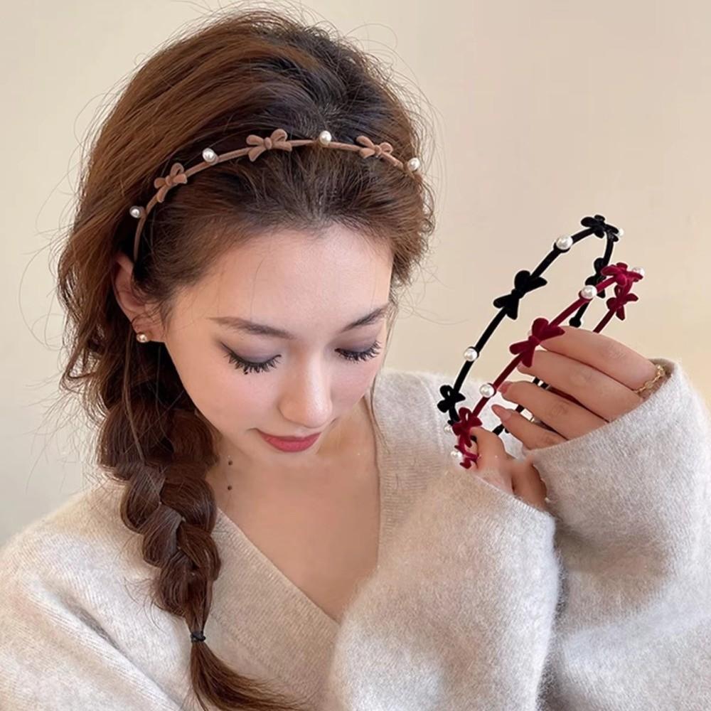 Zinc Zinc Alloy Flower Headband Plush Women Hair Hoop Personality Bow Hairband  Headwear