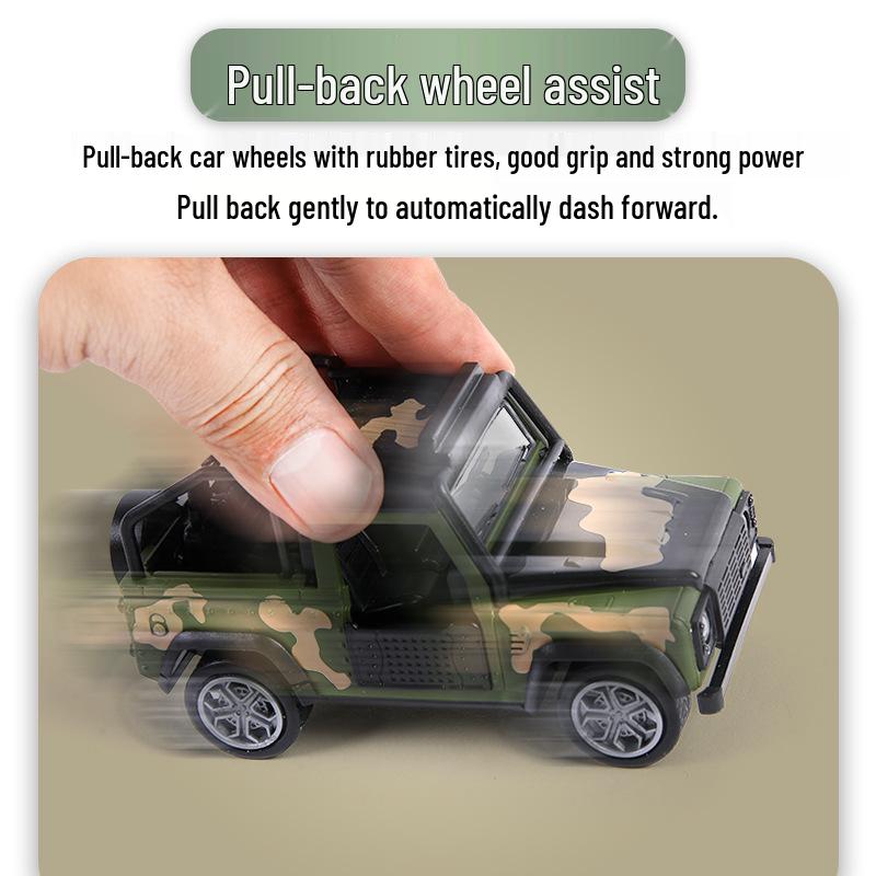 Popular 1:52 Alloy Toy Car Set: Pull-Back Armored Military Tank Model for Kids