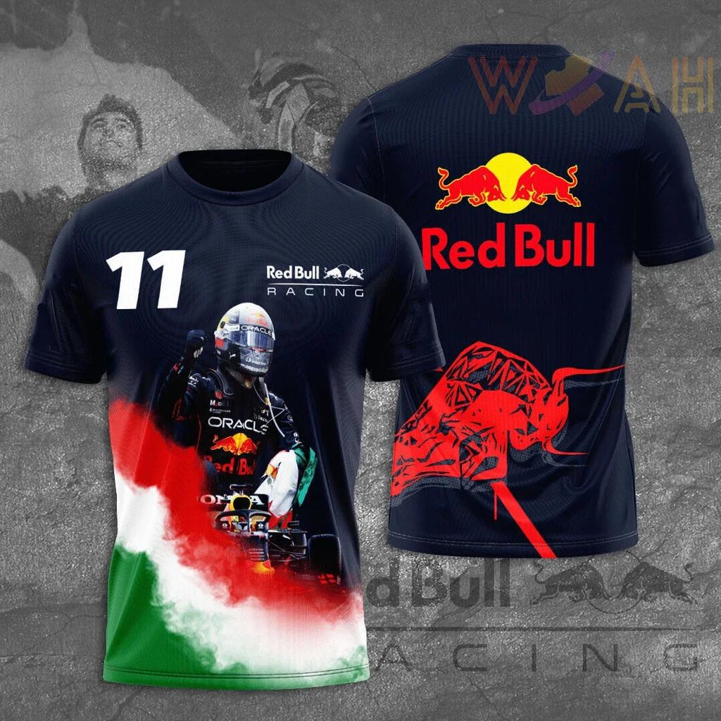 Red Bull Men's Summer New 3D Printed Fashion Short Sleeve Super Large Men's Quick Drying T-shirt Red Bull Racing Team Top