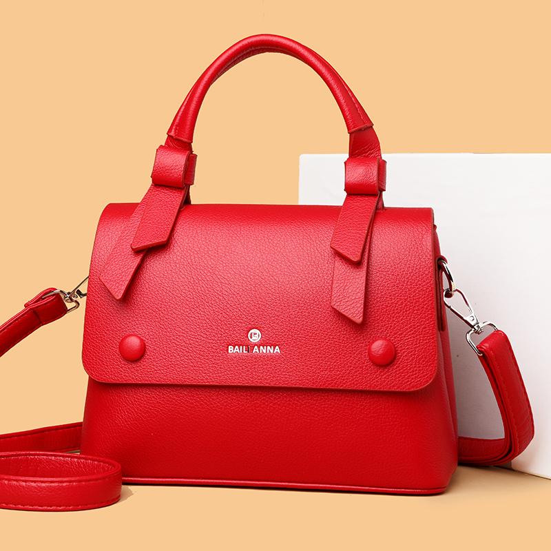 Ladies' Soft Leather Tote Bag, Luxury Designer Handbag, Solid Color Ladies' Shoulder Bag, and Minimalist Crossbody Bag