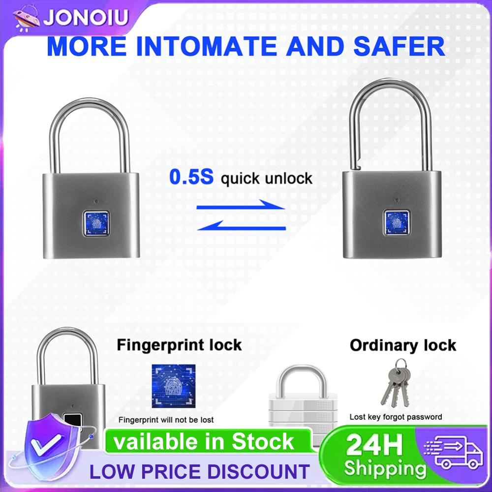 Waterproof Smart Fingerprint Door Lock Anti-theft Padlock for Luggage Case Rechargeable Fingerprint Lock