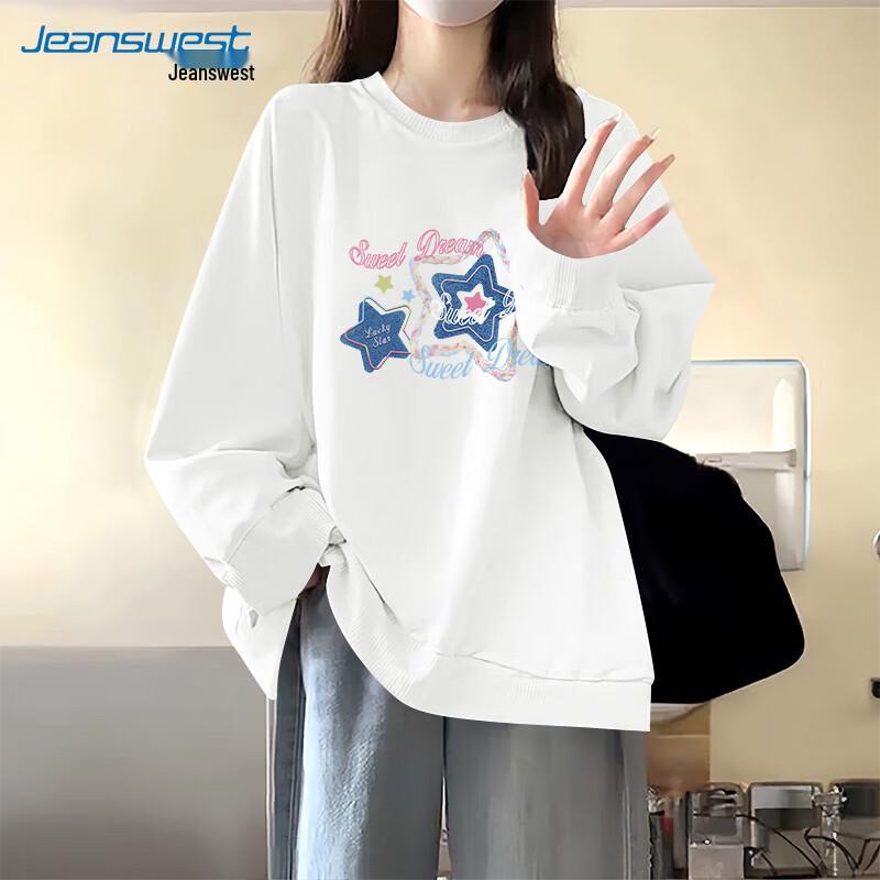 JEANSWEST Women's 2025 Korean Style Round Neck Pullover Sweatshirt