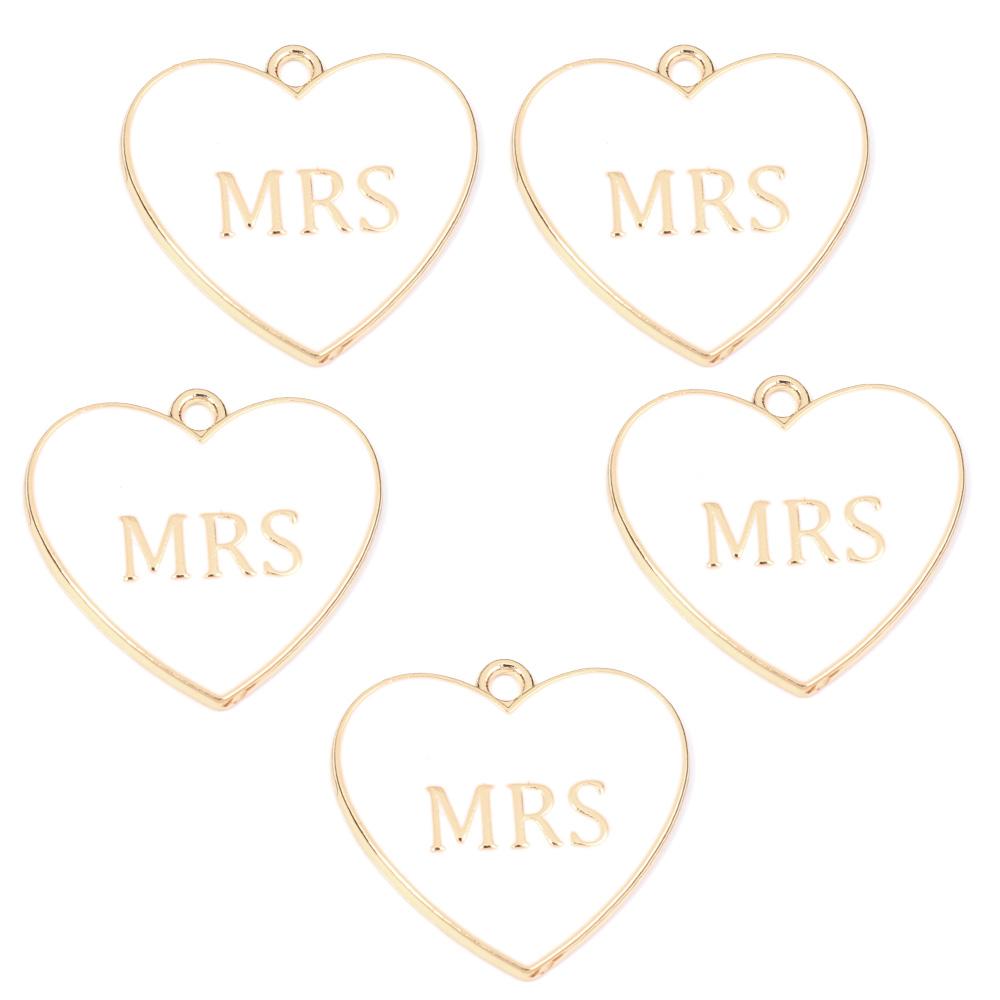 5pcs Alloy Heart Enamel Charms Colorful Romantic Letter Charms Pendant For Valentine's Day DIY Jewelry Making Necklace Bracelets