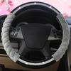 Bling Bling Steering Wheel Cover Universal Luxury Plush Belt Crystal Rhinestone Non-Slip Wheel Protective Cover Women's Girls New 15 Inches Gray