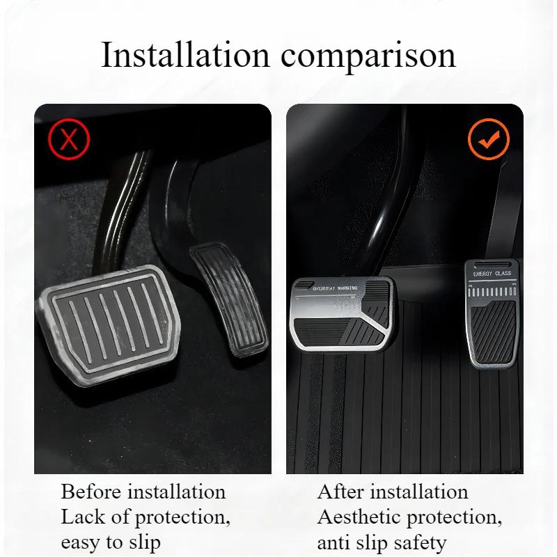Für Tesla Model 3/Y/3+/Y Juniper 2017-2025 Pedalabdeckung Aluminiumlegierung Fußpedalauflagen Gaspedal Bremsipedale Abdeckung