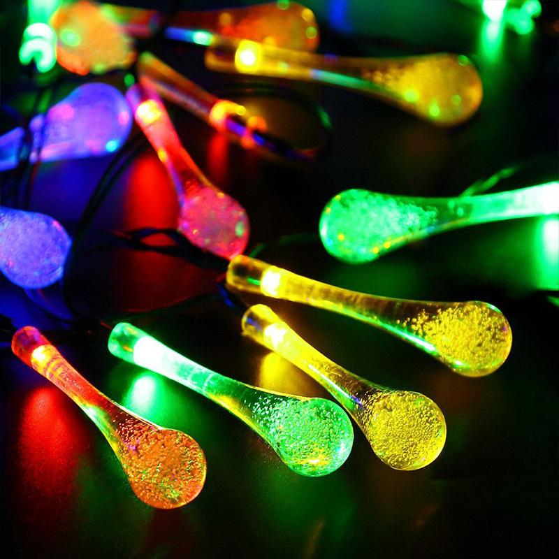 LED Water Droplets String Lights Waterproof Outdoor Decoration Battery Power Garland Fairy Lights Christmas Wedding Party Garden