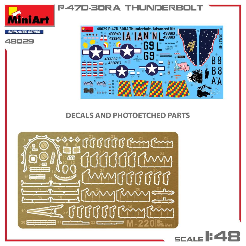 Miniart scale American Thunderbolt Advanced Kit Plastic Model Kit MA48029 1/48 P-47D-30RA