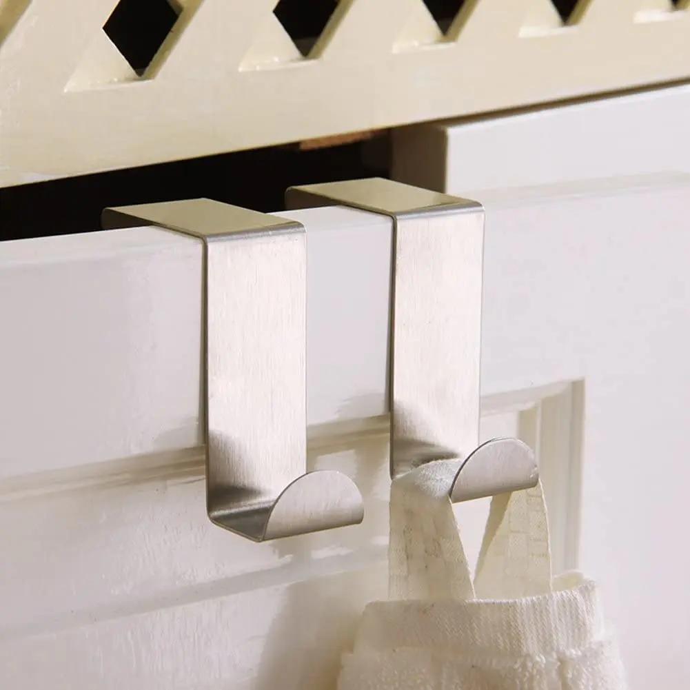2-20Pcs Drawer Hook Premium Stainless Steel Reversible Over Door Cabinet Cupboard Door Towel Organizer Holder Holder Hook Rack For Office Kitchen