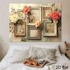 2D Floral Art Frame Backdrop Elegant Vintage Flower Frame Party Background Banner