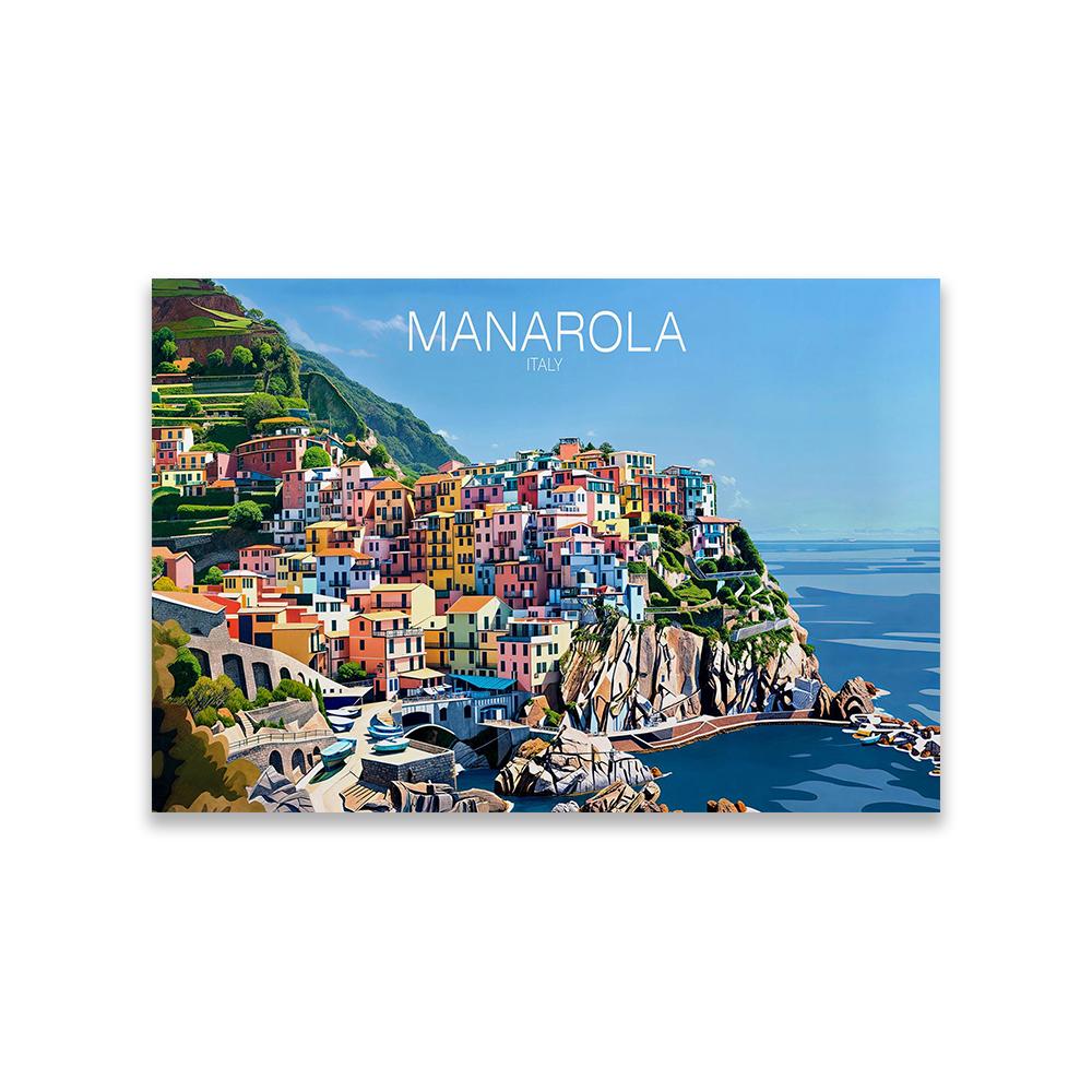 Manarola Italy Travel Print Poster Italy Landscape Poster Manarola Wall Art Print Canvas Painting Minimalist Travel Office Decor 21X30CMNo Framed