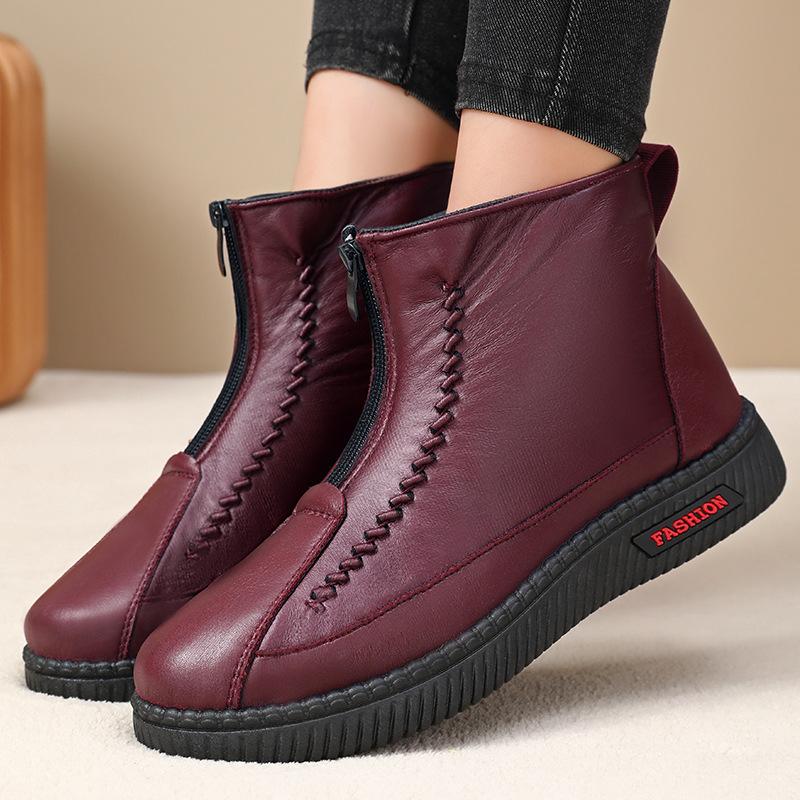 Women's fashion warm padded lining with ankle support comfortable soft elastic cushioning waterproof non-slip casual snow boots cotton shoes.