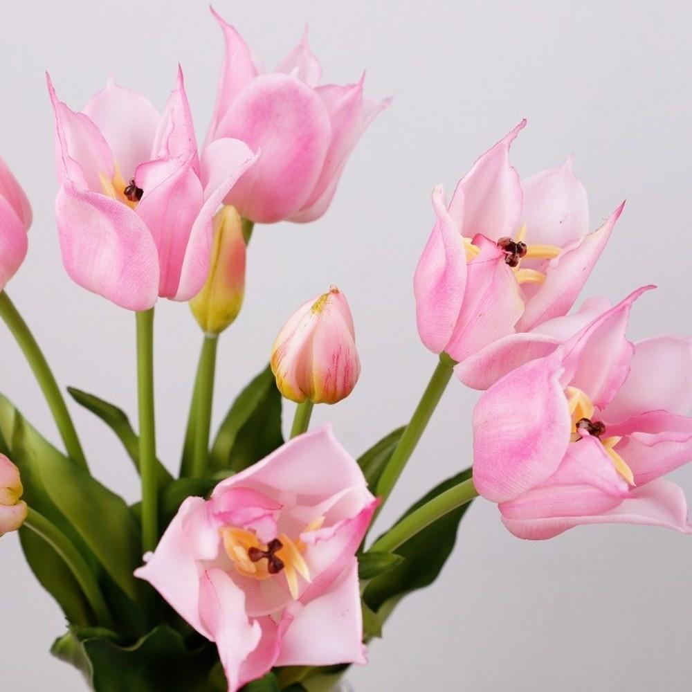 with Leaves Fake Tulip Flowers Real Touch Faux Flowers Living Room Desktop