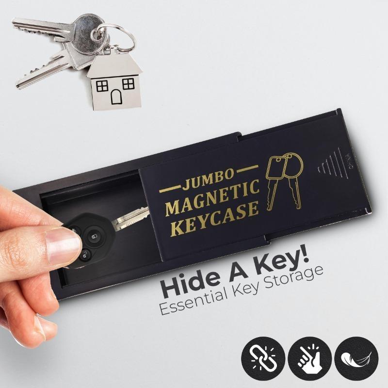 Magnetic Key Holder Under Car - Durable Plastic Spare Key Hider with Strong Magnet for Car/Home/Office - Never Locked Out