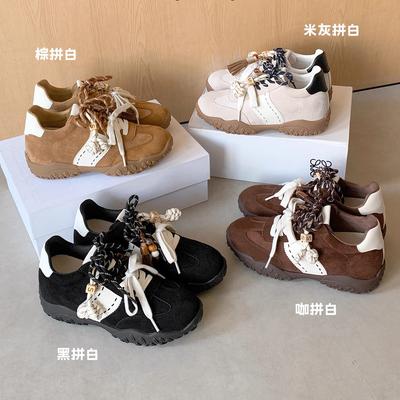 Leather Version~ 8cm Inner Height Increase German Training Shoes Women's 2025 New Crescent Moon Platform Mandarin Duck Shoelaces Sports and Leisure Sh
