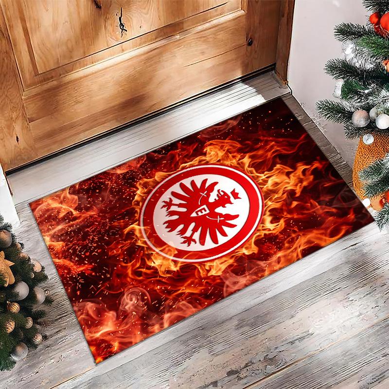 Eintracht Frankfurt Football Print Crystal Velvet Rug, Comfortable Water Absorbent Non Slip Indoor Floor Carpet