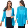 Women Chiffon Open Front Shrug Cropped Bolero Casual 3/4 Sleeve Cardigan Tops