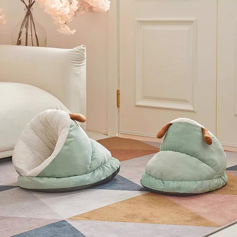 Winter Warm Small Dog Kennel Bed Breathable Dog House Cute Slippers Shaped Dog Bed Cat Sleep Bag Foldable Washable Pet House