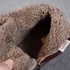 Johnature Winter Thick Plush Warm Cotton Boots Genuine Leather Retro Comfortable Soft Soled Women's Flat Ankle Boots