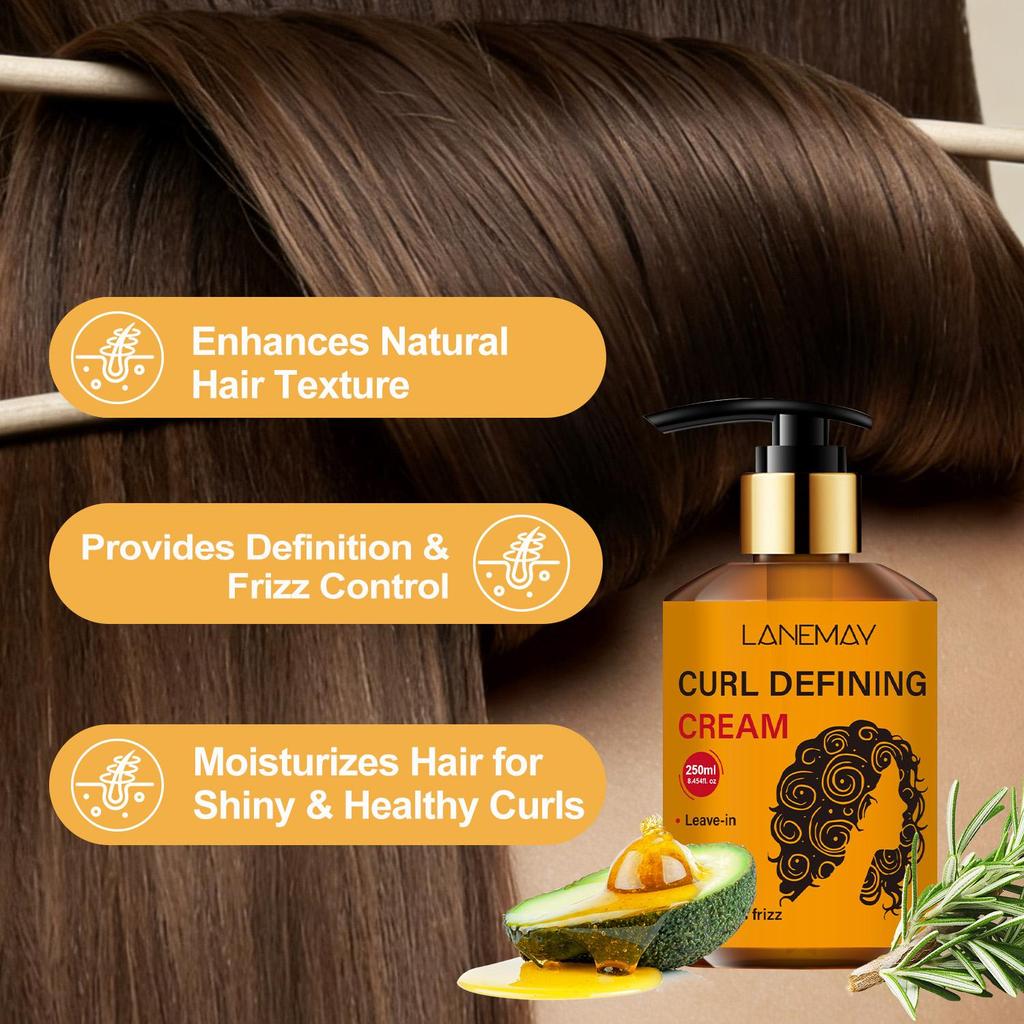 Curl Defining Cream-Enhance Natural Hair Texture-Provides Definition & Frizz-Suitable For All Hair Types, 250ml
