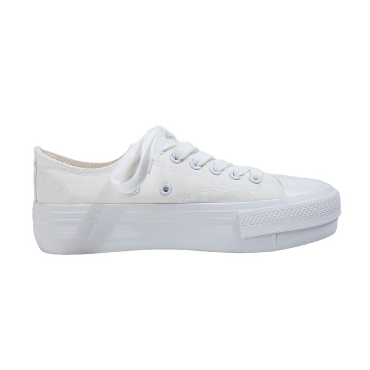 Korean Style Girls' Cute White Canvas Shoes 2025 - Versatile, Thick-Soled Casual Sneakers