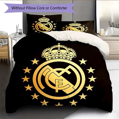 Lenjerie de pat cu model Madrid Decorațiuni pentru casă Cadou de ziua de naștere (1 * husă de pilotă + 2 * fețe de pernă, fără miez)
