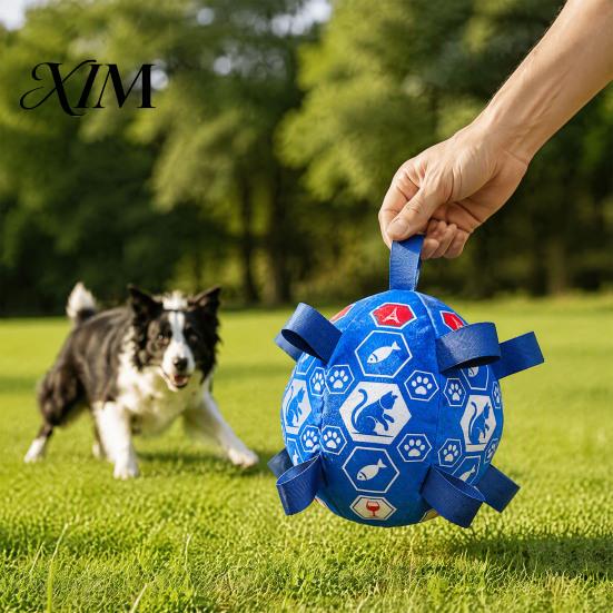 Soft Training Balls for Dogs Stuffed Football Dog Toy with Bell, Plush Ball Chew Toy, Lightweight Throwing Toys Pet Interactive Fetch Small To Medium