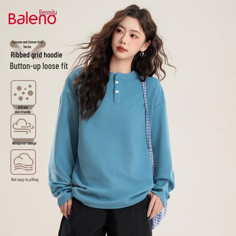 Baleno Women's Waffle Knit Henley Long Sleeve T-Shirt