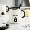BJ 420ML Ceramic Coffee Mug with Lid and Spoon