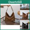 Stylish Vintage Shoulder Bag For Women Large Capacity Tote Bag In Black Cream Brown