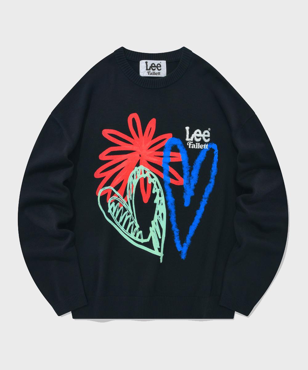 Pallet [Fallettxlee] Spray Print Knit Black Black/L