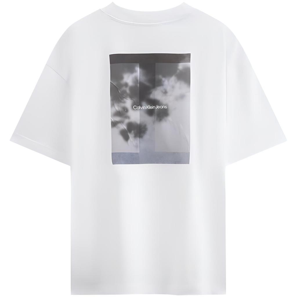 Calvin Klein Fashion Trend Photo Print Cotton Short Sleeve T-Shirt Unisex T-Shirt Moonlight-White J224349