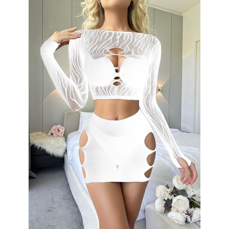 Sex underwear sexy black hollow women's hip skirt mesh jacket jacquard perspective