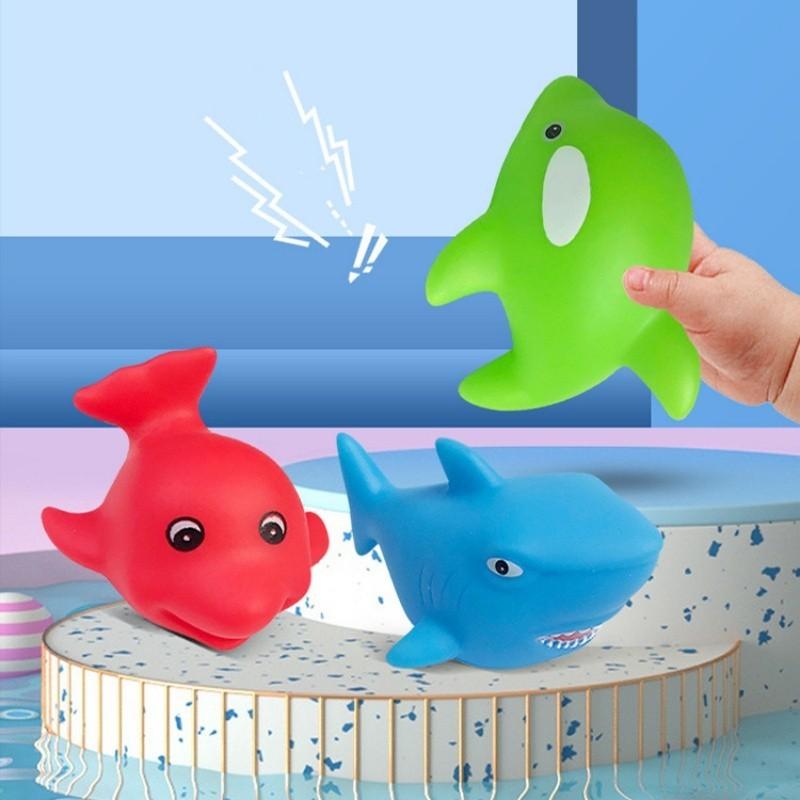 Children's Bathing Water Play Toy Cute Squeeze Cartoon Ocean Animals Shark Dolphin Clownfish