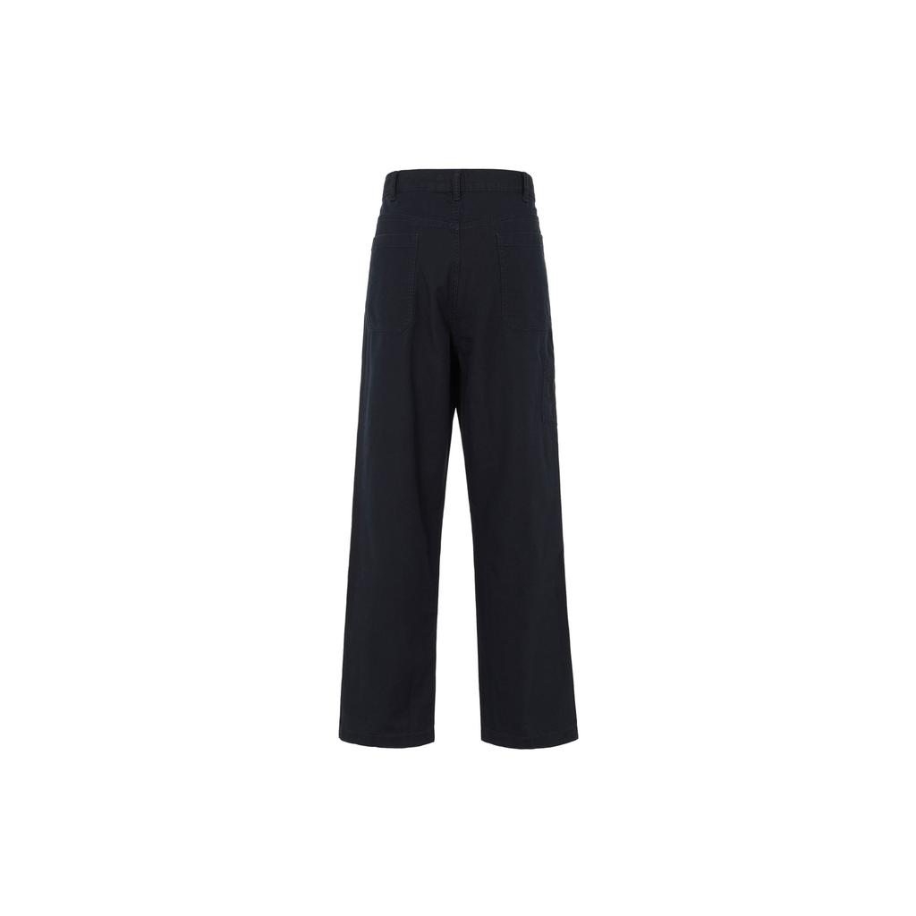 Uniqlo Solid Color Straight Leg Long Casual Pants Men Bottoms Navy-Blue 457928-69