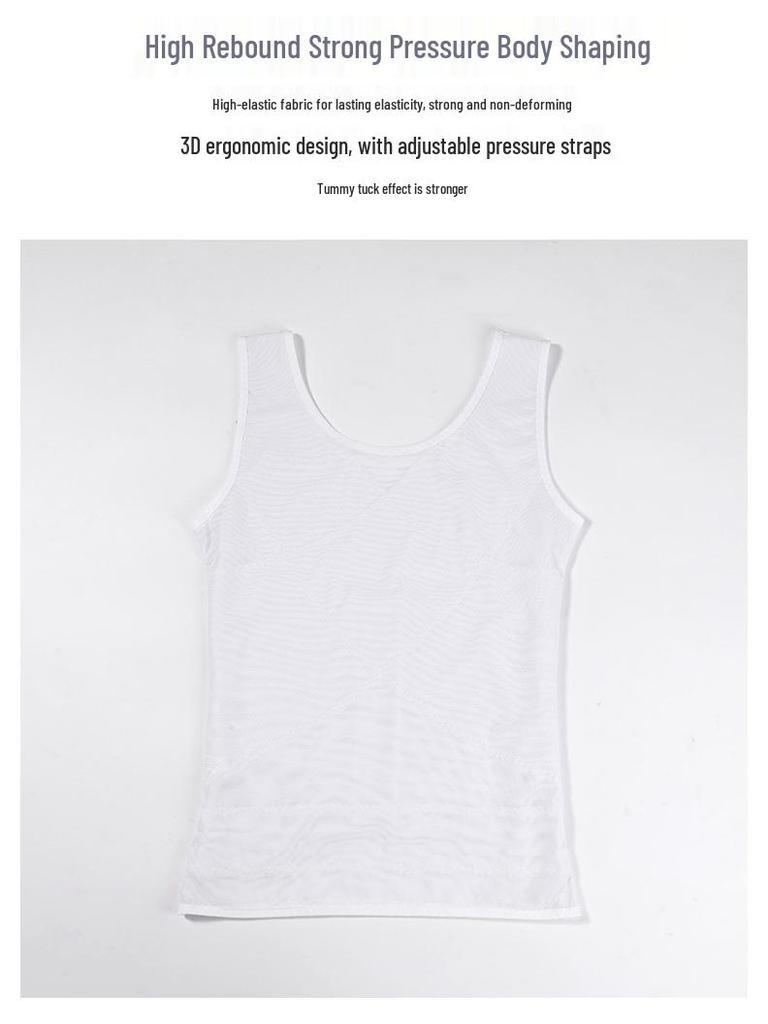 Men's Back-Support Waist Cincher: Mid-Row Buckle Body Shaper Vest