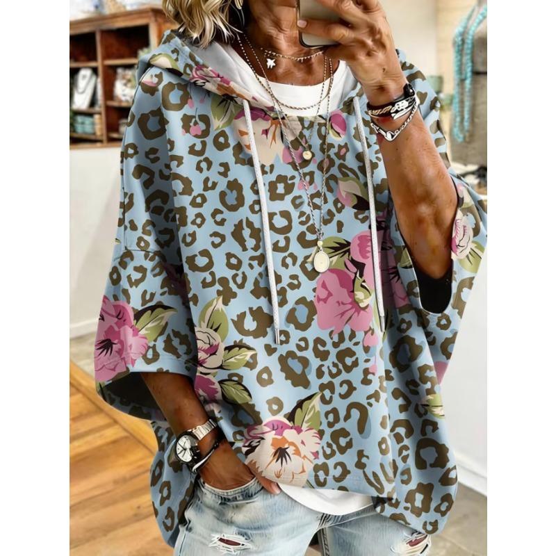 Damen Kapuzenpullover in Übergröße, Elegantes Bequemes Einfaches Muster Print, Modisch und Vielseitig