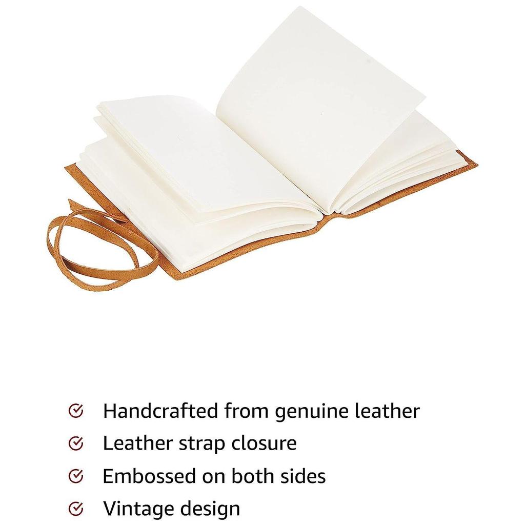 Handmade Leather Diary Embossed with a Leaf with Quotes Design, for Sketching, Scrapbooking, Drawing, Writing (Brown)