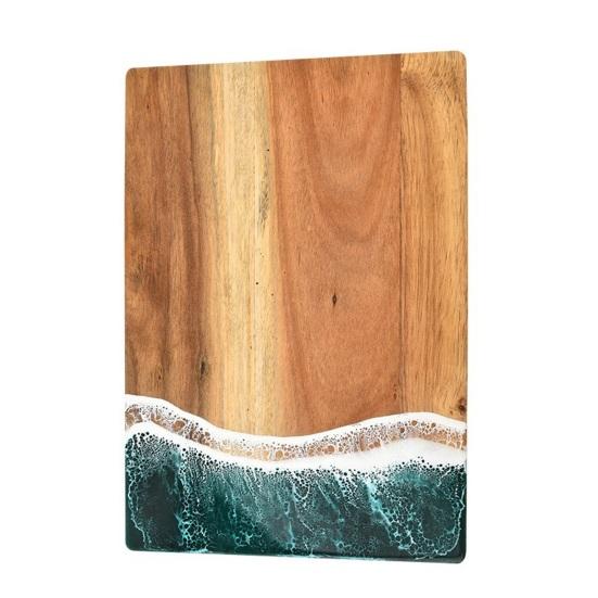 Personalized Cutting Board with Ocean Resin Custom Charcuterie Board Engraved Decorative Wood Cutting A