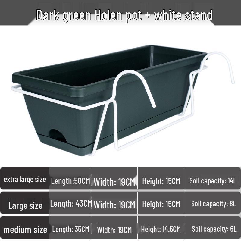 Nordischer großer rechteckiger Kunststoff-Hänge-Balkon-Blumen- & Gemüse-Topf Kasten